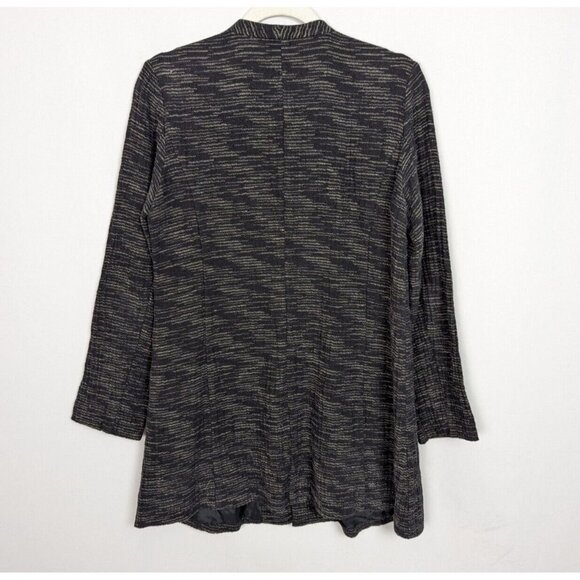 EILEEN FISHER PS Long Jacket Blazer Textured Knit Cotton Snap Button Up Classic - Picture 2 of 14